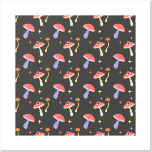 Seamless Groovy Pattern Mushrooms Posters and Art